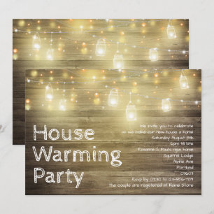 Invitation Bois rustique et lumières Jardin Fête Maison Récha