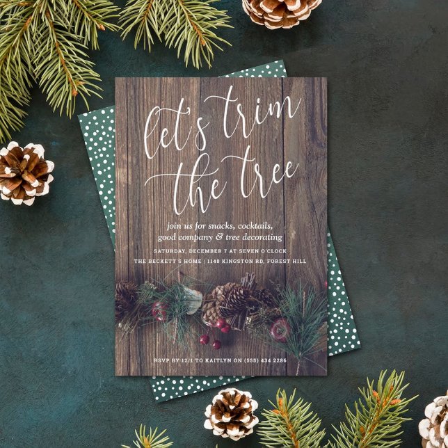 Invitation Bois rustique & Festive Pine Tree Trimming Party (Créateur téléchargé)