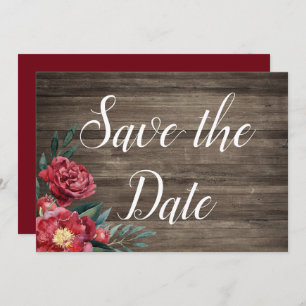 Invitation Bois rustique floral de Bourgogne Enregistrer la c