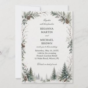 Invitation Bois rustique hivernal et verdoyant