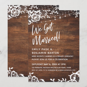 Invitation Bois Rustique, Lumières & Dentelle Nous Avons Été 