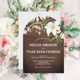 Invitation Bois rustique Magnolia éclaire le Mariage Sud