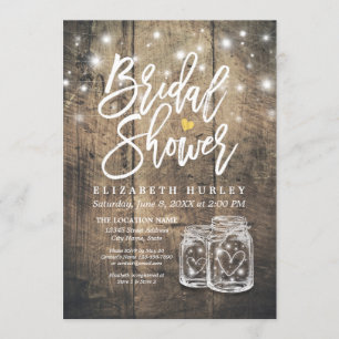 Invitation Bois rustique Mason Jar String Fête des mariées