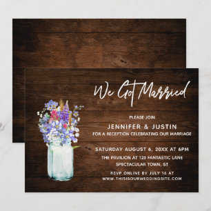 Invitation Bois Rustique Nous sommes mariés Fleurs sauvages P