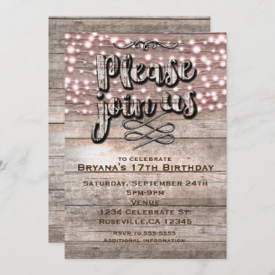 Invitation Bois rustique patiné et éclat d'élégantes invitati