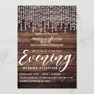 Invitation Bois rustique pendant des lumières de diamant Soir
