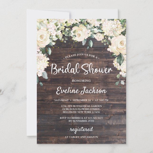 Invitation Bois rustique verdure feuillage fleuri nuptiale do (Devant)