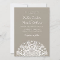 Bois Taupe Beige Abstrait Mandala Mariage