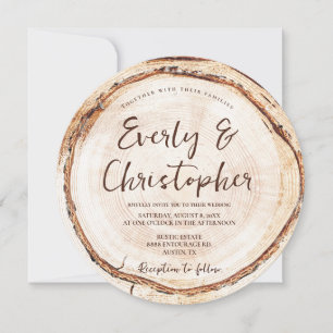 Invitation Bois unique avec site Rustic Mariage Modèle