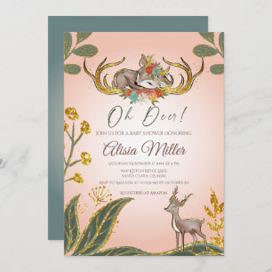 Invitation Bois Végétation Whimsical Forêt Animaux Cerfs