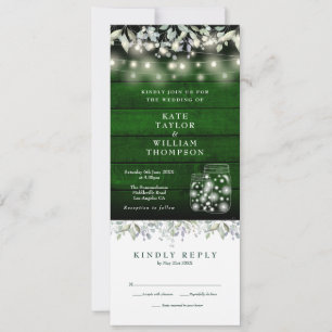 Invitation Bois Vert Floral Mason Jarres Tout En Un Mariage