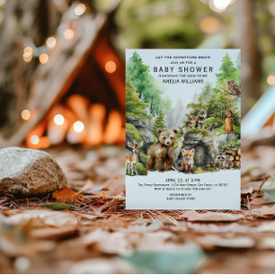 Invitation Bois vert Whimsical Aquarelle Forêt Animal