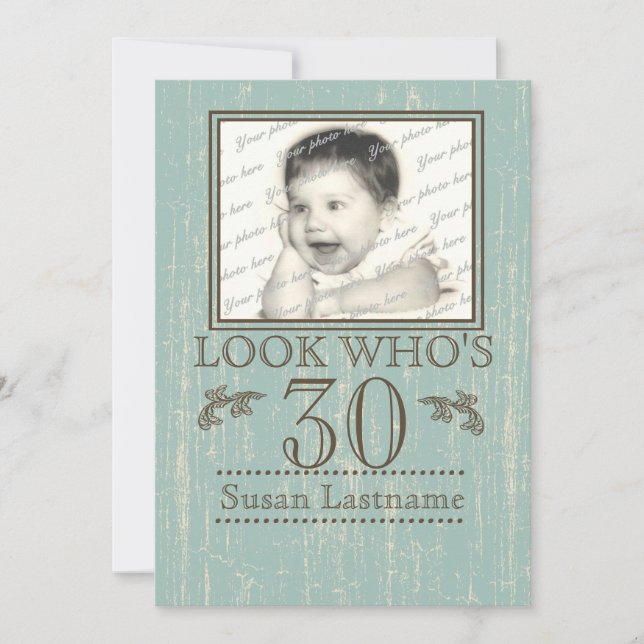 Invitation Bois vieilli 30e anniversaire Photo (Devant)