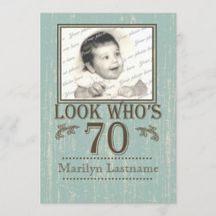 Invitation Bois vieilli 70e anniversaire Photo
