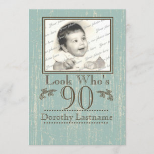 Invitation Bois vieilli 90e anniversaire Photo