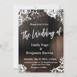 Invitation Bois Vin Baril Lumières Décontracté Le Mariage de