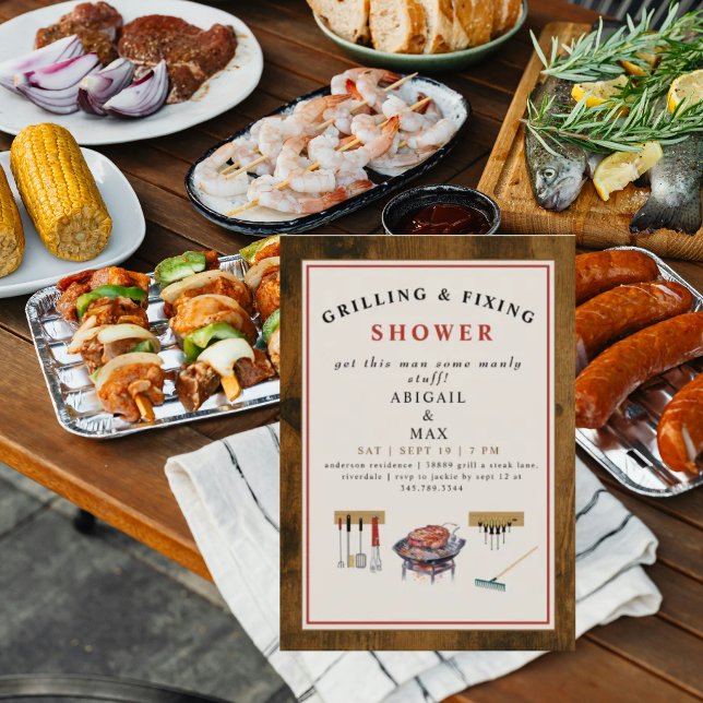 Invitation Bois Wedding shower de grillages et de fixations (Créateur téléchargé)