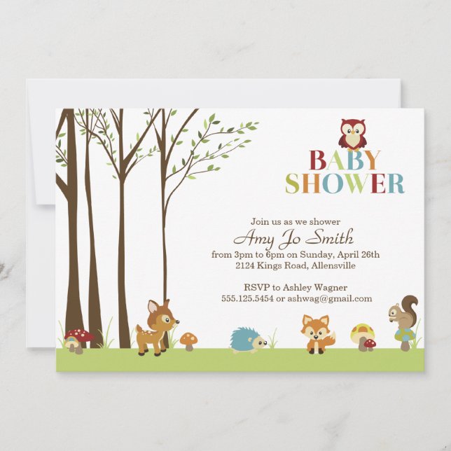 Invitation boisée de baby shower (Devant)