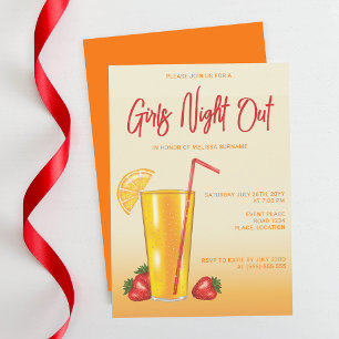 Invitation Boisson Citronnée Tropicale Orange Filles en Soiré