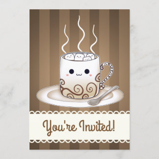 Invitation Boisson de Chaud-Chocolat de guimauves de Kawaii