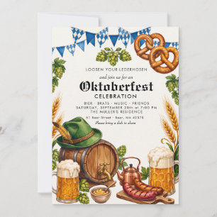 Invitation Boisson de l'Oktoberfest Fête Allemande Aquarelle