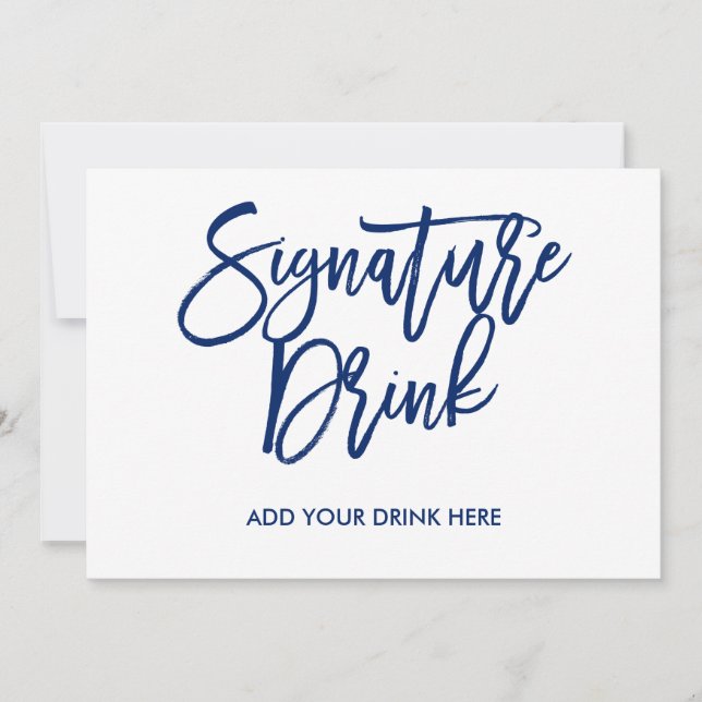 Invitation Boisson de signature marine lettrage à la main chi (Devant)