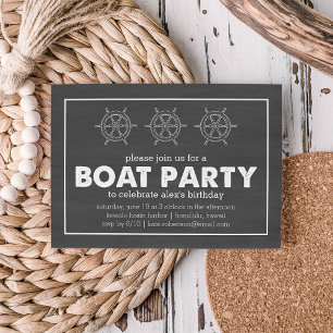 Invitation Boisson Noir & Blanc Chalkboard Anniversaire