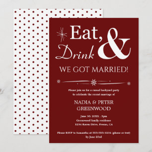 Invitation Boisson rouge foncé Nous Avons Été Mariés Fête de 