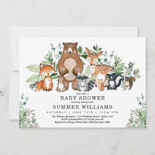 Invitation Boissons Animaux forestiers Baby shower neutre pou