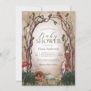 Invitation Boissons Animaux forestiers Baby shower neutre pou