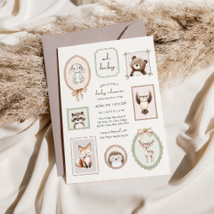 Invitation Boissons Animaux forestiers Baby shower neutre pou