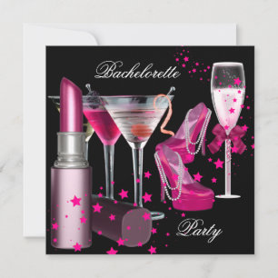 Invitation Boissons au champagne rose pour enterrement de vie