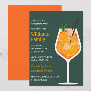 Invitation Boissons de cocktail de fête de Noël élégantes