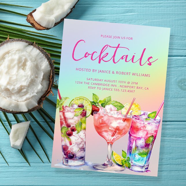 Invitation Boissons De Cocktail Moderne (Créateur téléchargé)