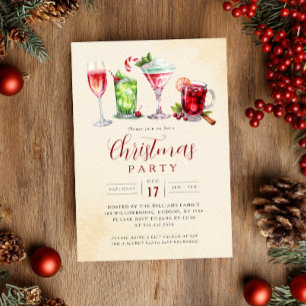Invitation Boissons de fête charmantes Fête de Noël