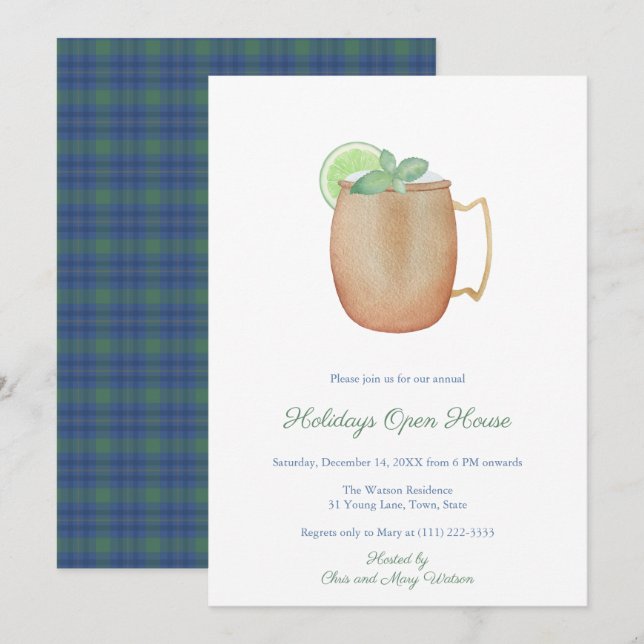 Invitation Boissons de Noël Toasty et Tipsy Cocktail Party I (Devant / Derrière)