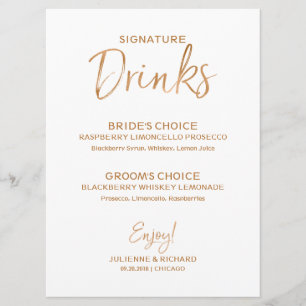 Invitation Boissons de signature   Rose Or Stylish
