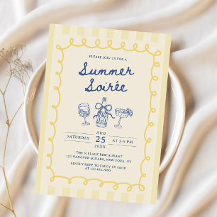 Invitation Boissons de soirée d'été dessinées à la main Cockt