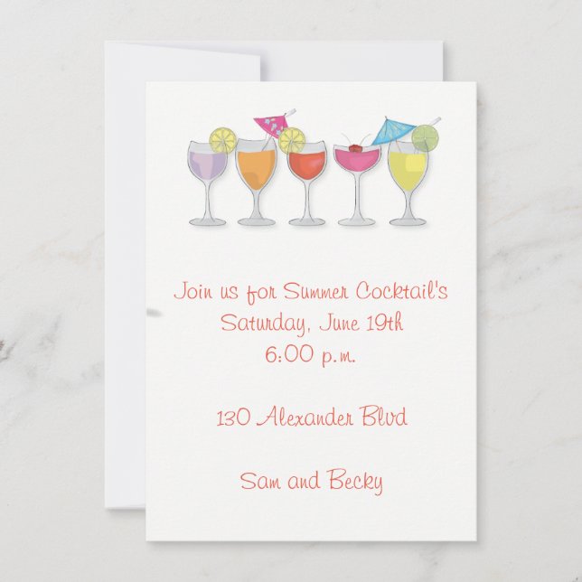 Invitation Boissons d'été (Devant)