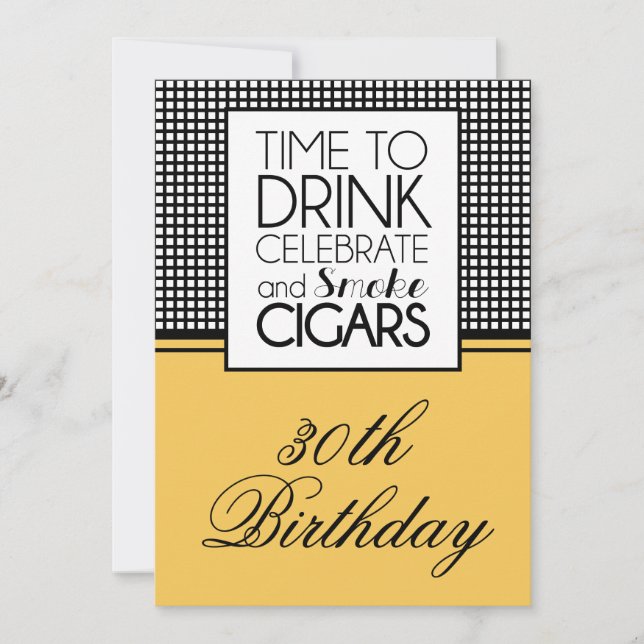 Invitation Boissons et Cigares Anniversaire Célébration Invit (Devant)