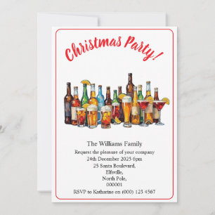 Invitation Boissons et cocktails de fête de Noël Minimal Xmas