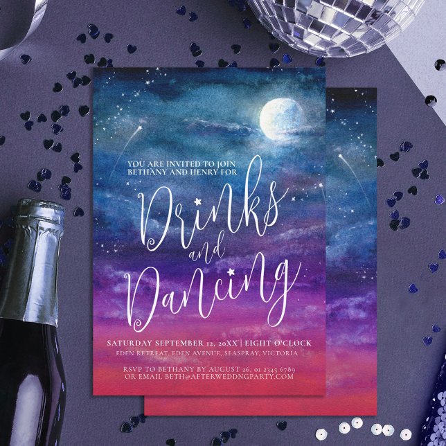 Invitation Boissons et fête de mariage dansante sous les étoi (Créateur téléchargé)