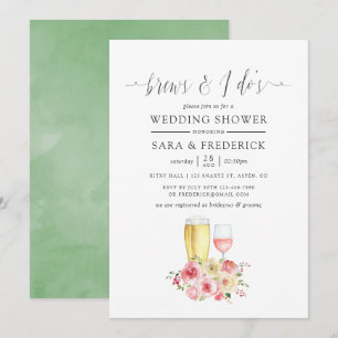 Invitation Boissons florales rose et vert sauge avant le gran