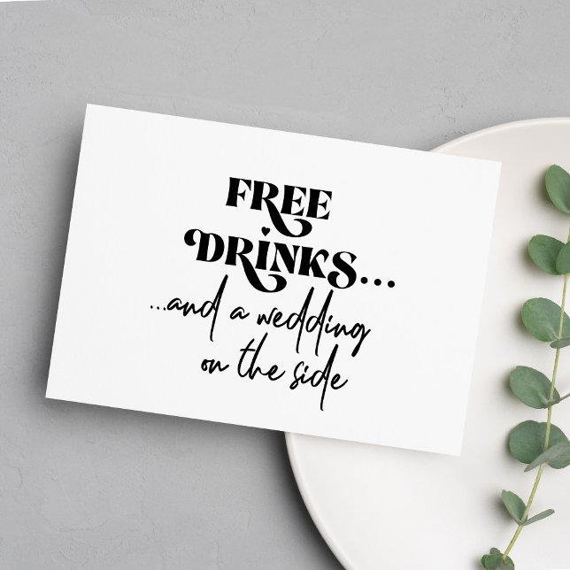 Invitation Boissons gratuites amusant typographie moderne mar (Créateur téléchargé)