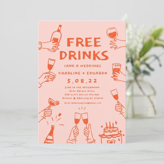 Invitation Boissons gratuites Funny Photo Qrcode Mariage (Créateur téléchargé)