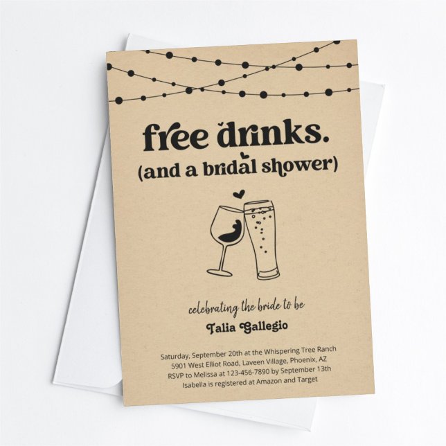 Invitation Boissons gratuites Funny Wedding shower nuptial (Créateur téléchargé)
