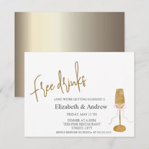 Invitation Boissons Gratuites,Verre à Champagne Chic 