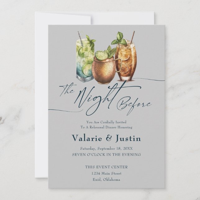 Invitation Boissons La Nuit Avant Le Dîner De La Répétition M (Devant)