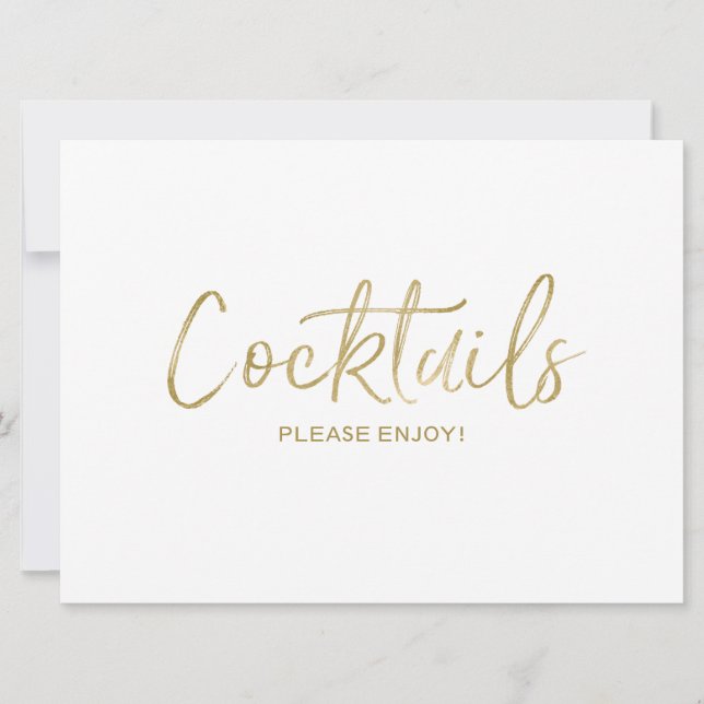 Invitation "Boissons" Panneau de Mariage | Doré Élégant (Devant)