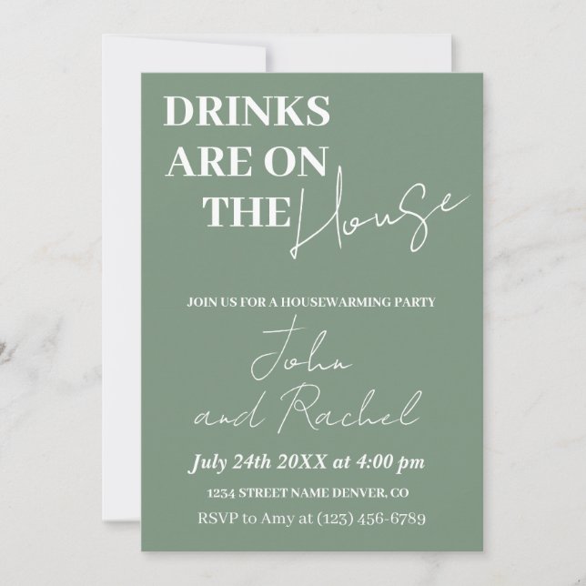 Invitation Boissons sont sur la maison chauffage ajouter phot (Devant)